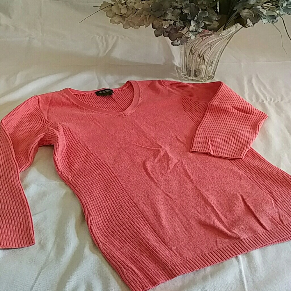 Eddie Bauer Pink 3/4 Sleeve Sweater